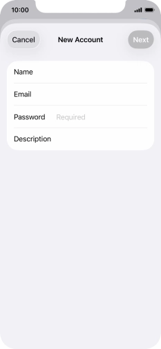 Press Password and key in the password for your email account.