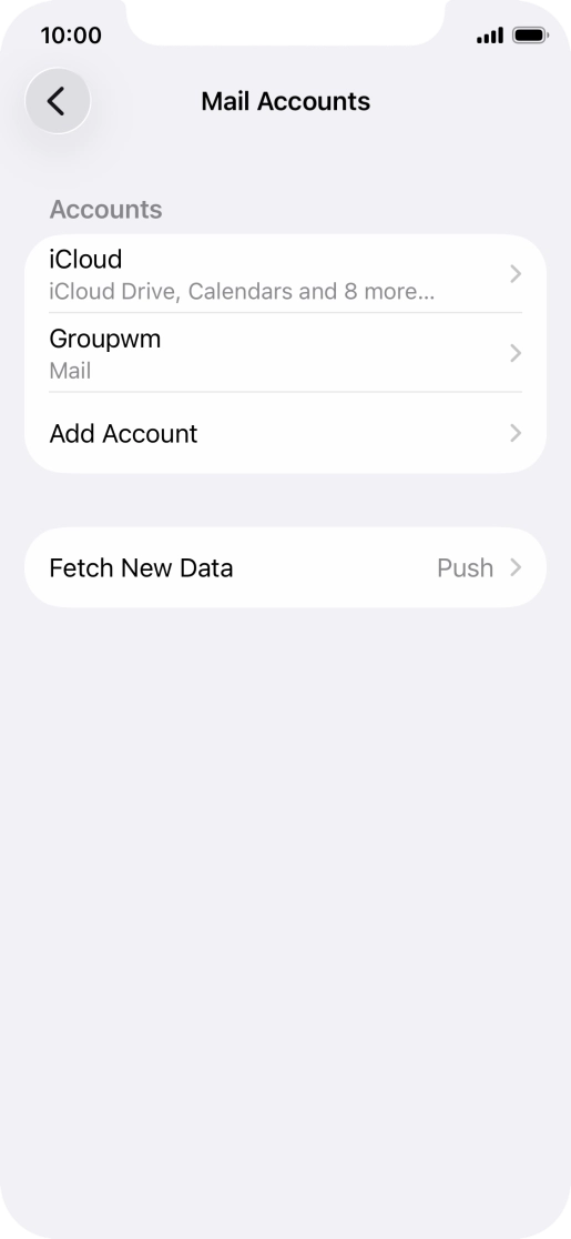 Press the name of the email account you've just set up.