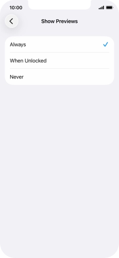To select notification preview on the lock screen, press Always.