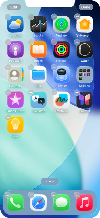 Press the home screen icon.