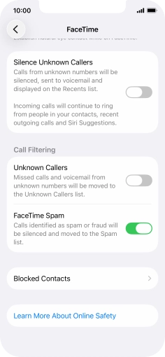 Press Blocked Contacts.