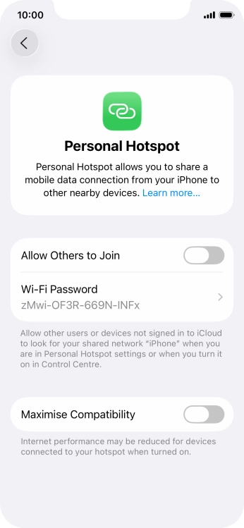 Press Wi-Fi Password and key in the required password.