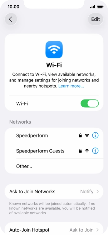 Press the required Wi-Fi network and key in the password for the Wi-Fi network.