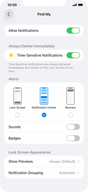 Press the indicator next to 