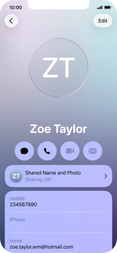 Press Shared Name and Photo.