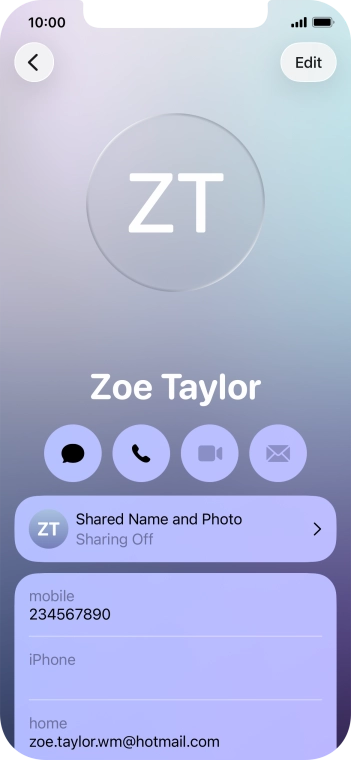 Press Shared Name and Photo.