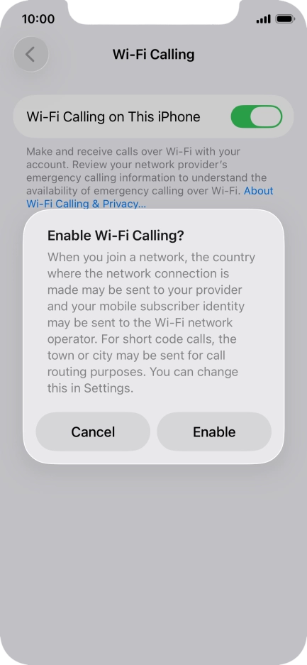 If you turn on the function, press Enable.