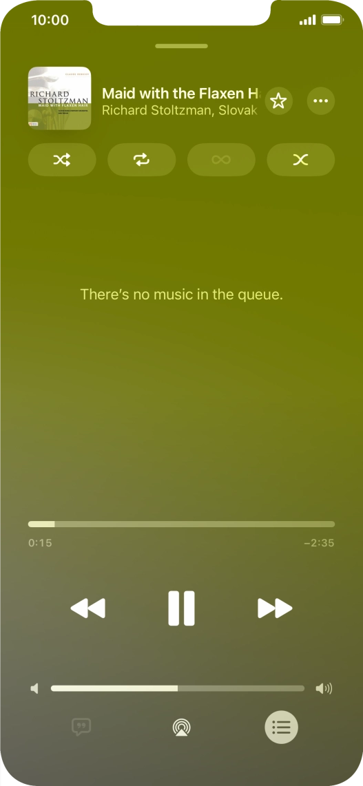 Press the shuffle icon to turn the function on or off.