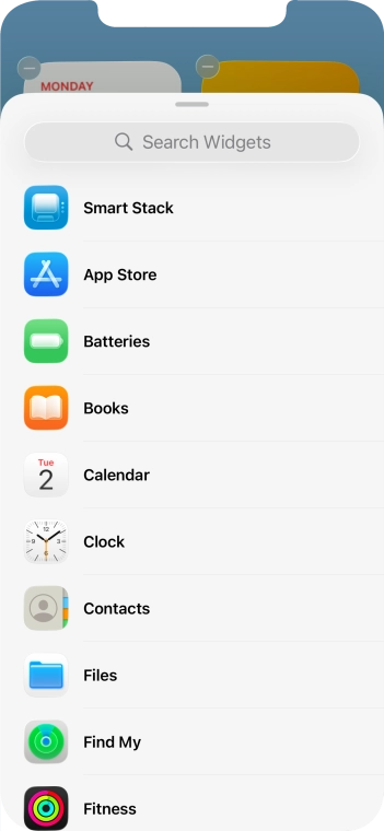 Press the required widget.