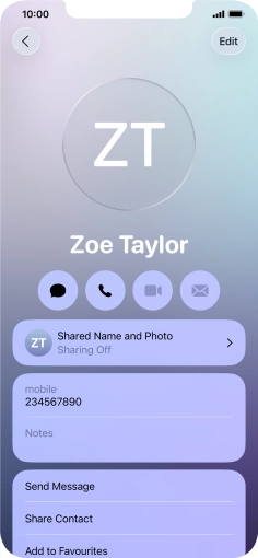 Press Shared Name and Photo.