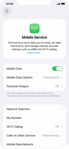 Press Mobile Data Options.