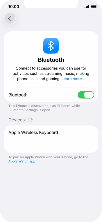 Press the required Bluetooth device and follow the instructions on the screen to pair the device with your phone.