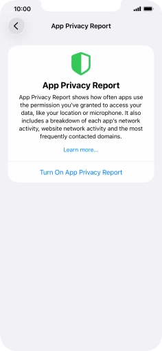 Press Turn On App Privacy Report to turn on the function.