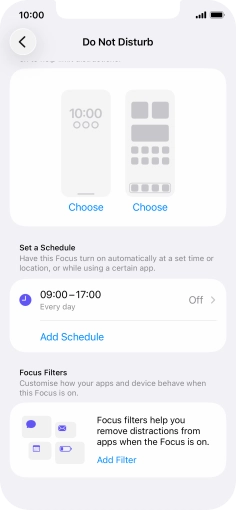 Press Add Schedule and follow the instructions on the screen to select settings for automatic activation of Do Not Disturb.