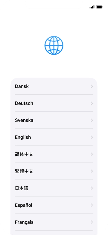 Press the required language.