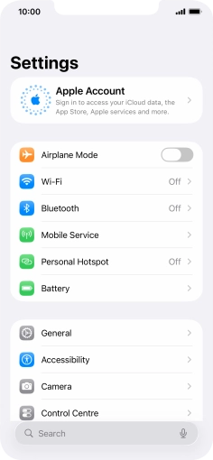 Press Apple Account.