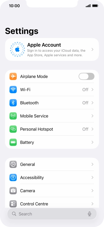 Press Apple Account.