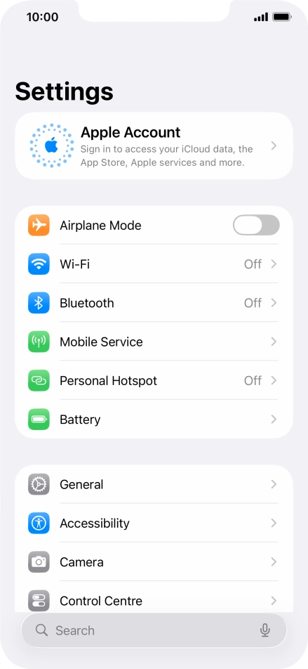 Press Apple Account.