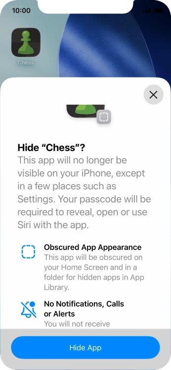 Press Hide App.