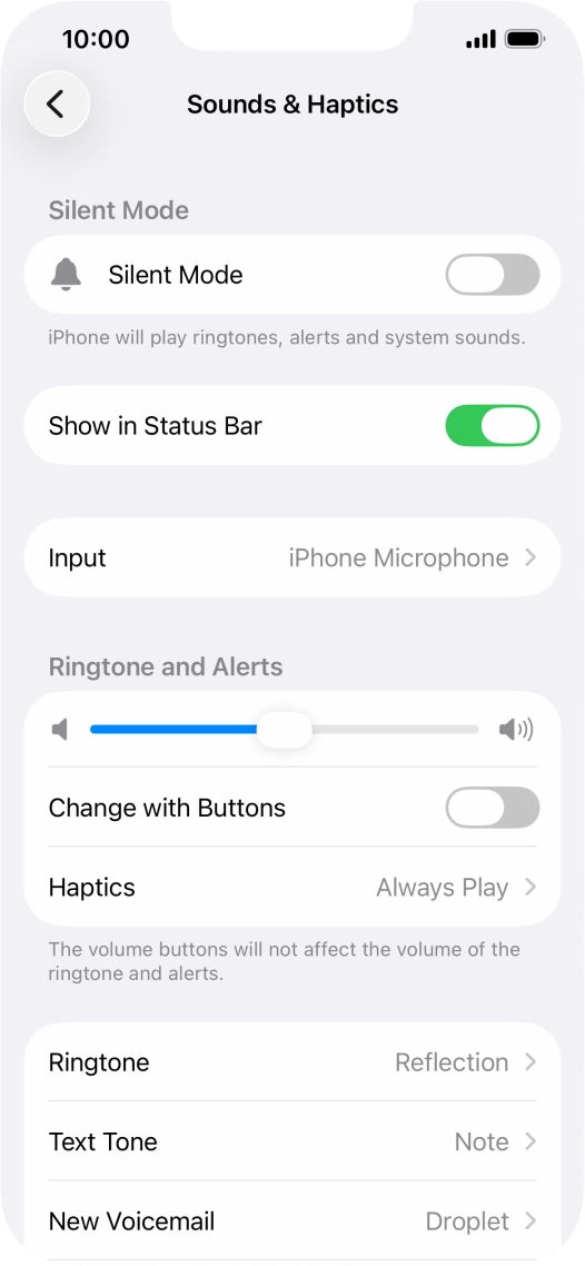 Press the indicator next to 