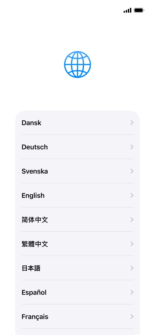 Press the required language.