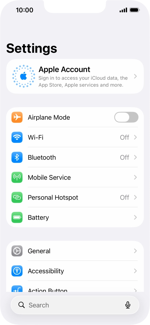 Press Apple Account.