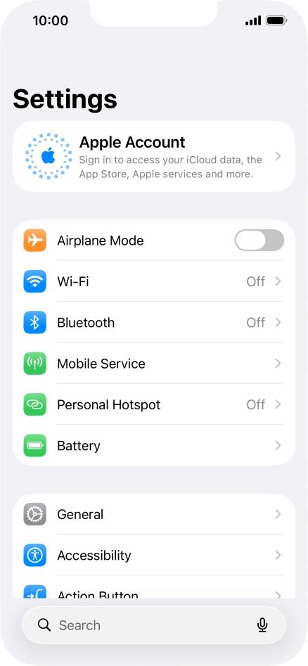 Press Apple Account.
