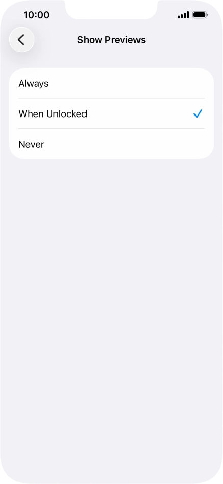 To select notification preview on the lock screen, press Always.
