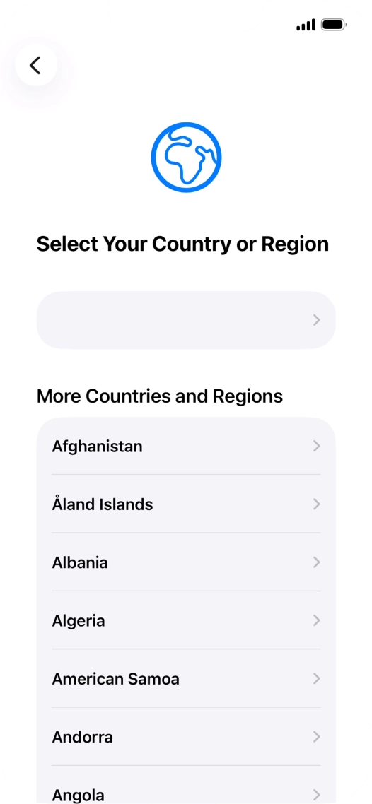 Press the required country or area.