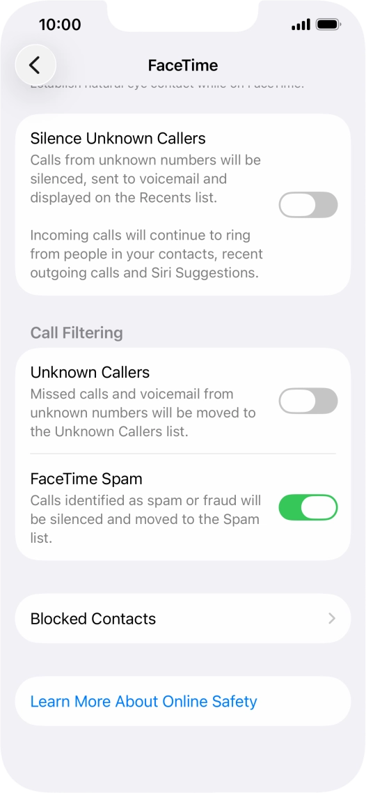 Press Blocked Contacts.