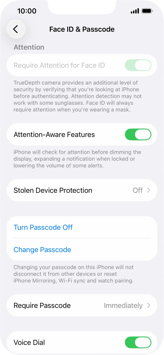 Press Turn Passcode Off and key in the phone lock code.