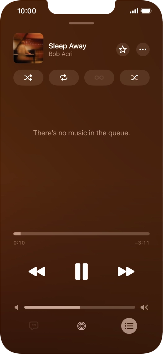 Press the shuffle icon to turn the function on or off.