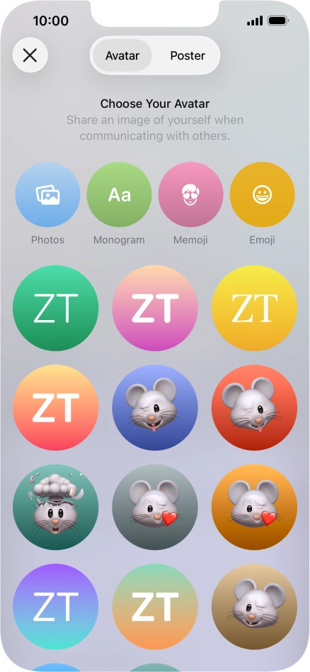 Press the required category and follow the instructions on the screen to select and save the required picture to your Contact Poster.