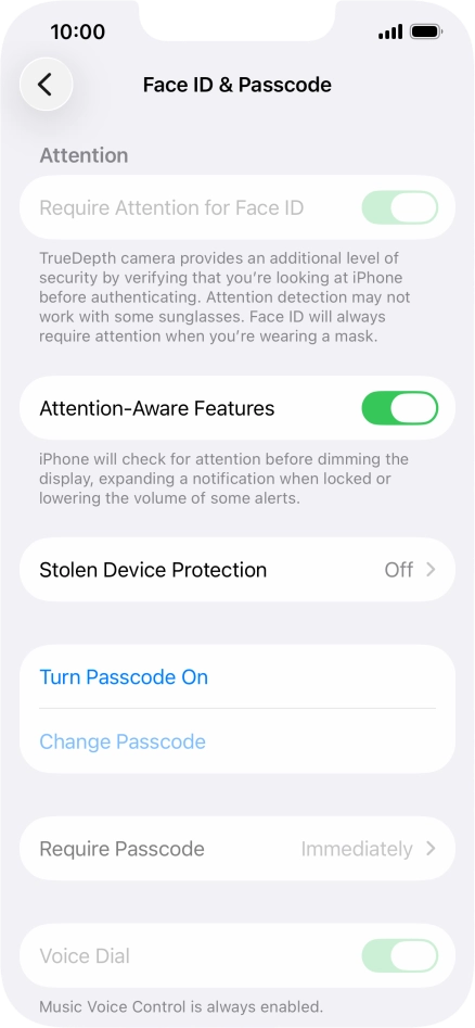 Press Turn Passcode On and key in a phone lock code of your own choice twice.