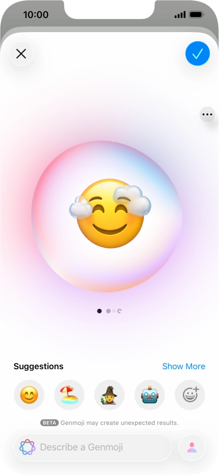 Slide your finger right or left on the screen to see the generated results.