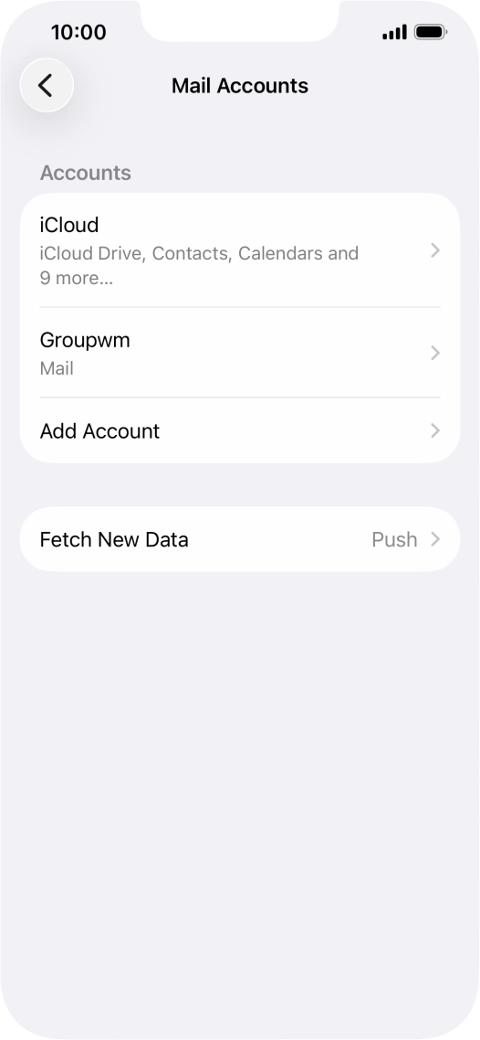 Press the name of the email account you've just set up.