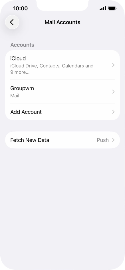 Press the name of the email account you've just set up.