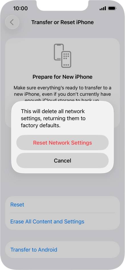 Press Reset Network Settings.