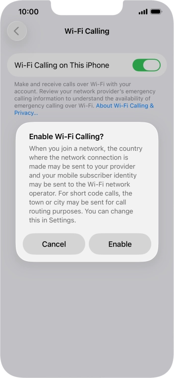 If you turn on the function, press Enable.