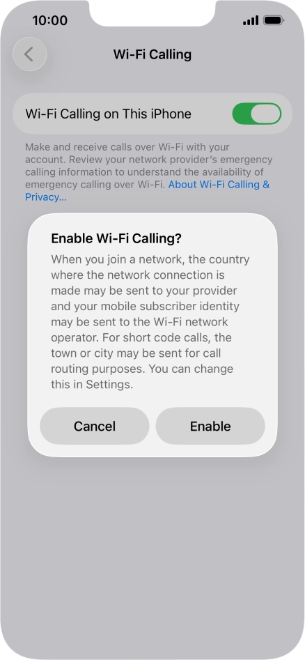 If you turn on the function, press Enable.