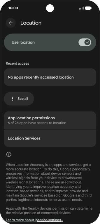 Press App location permissions.