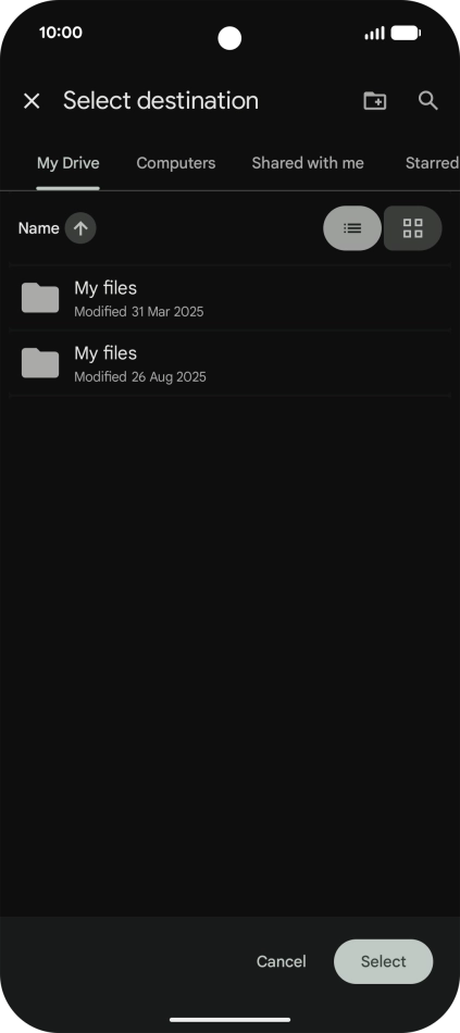 To create a new folder, press the new folder icon and follow the instructions on the screen to create a new folder.