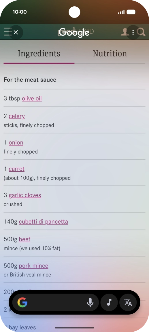 Press the translate icon.