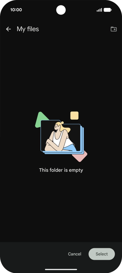 To create a new folder, press the new folder icon and follow the instructions on the screen to create a new folder.