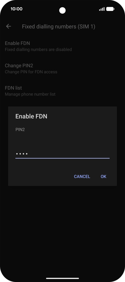 Key in your PIN2 and press OK. The default PIN2 is 0000.