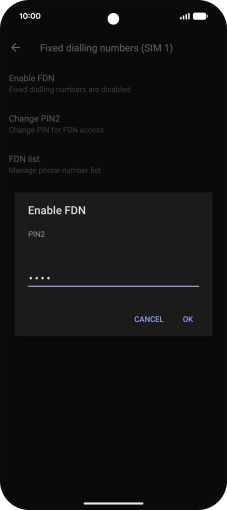 Key in your PIN2 and press OK. The default PIN2 is 0000.