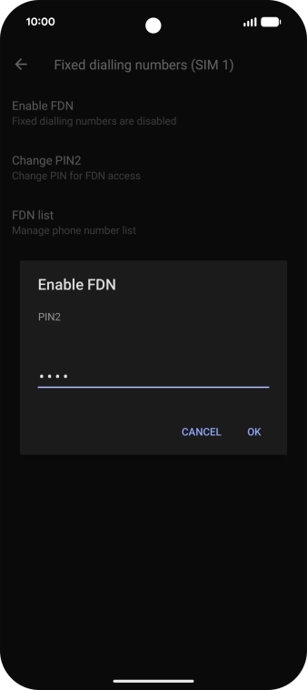 Key in your PIN2 and press OK. The default PIN2 is 0000.