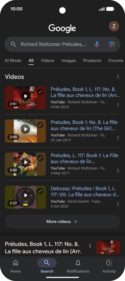 Follow the instructions on the screen to use the search results.