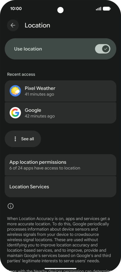 Press App location permissions.