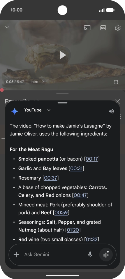 The answer from Gemini to your question is displayed.